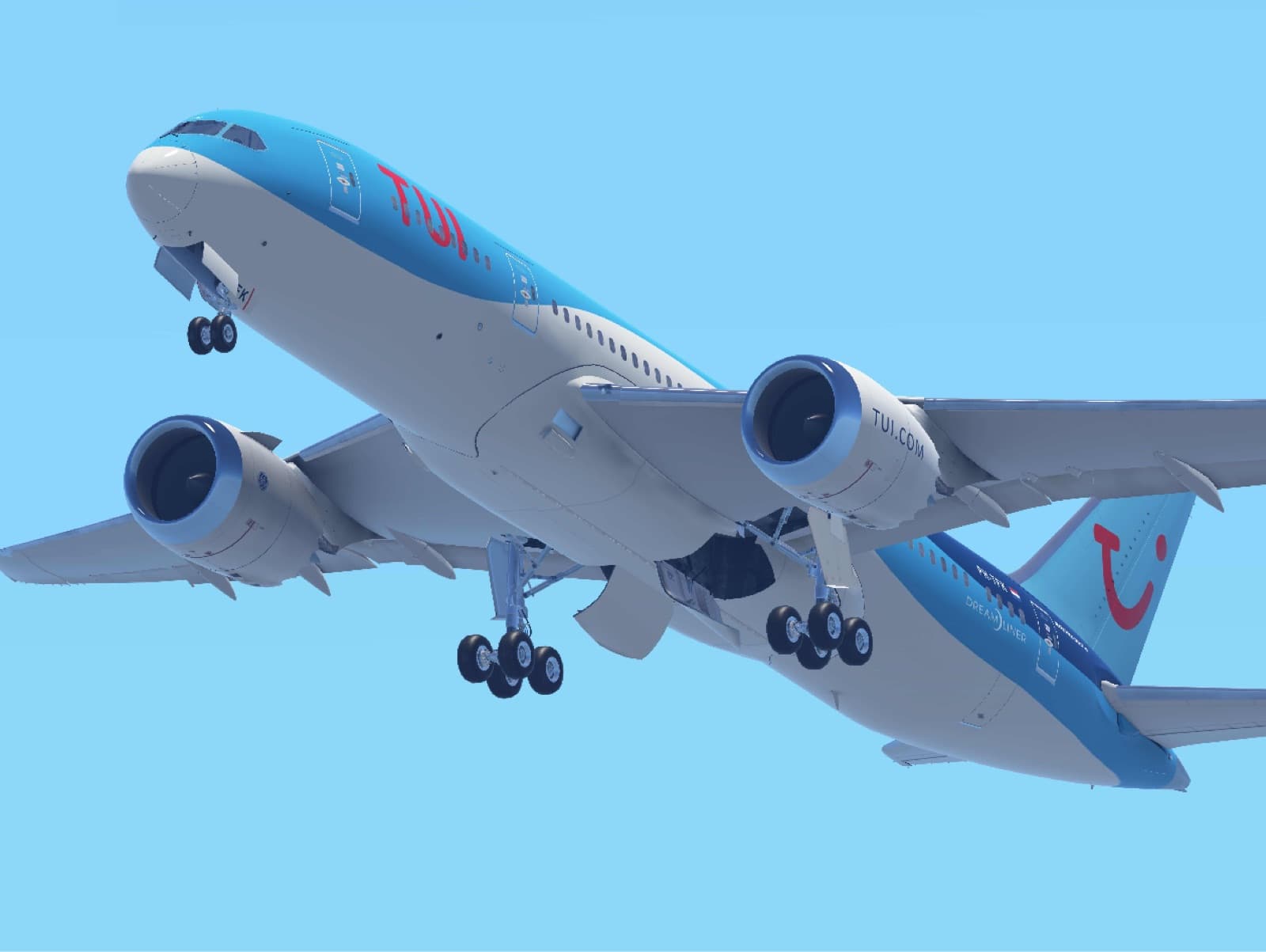 A TUI Boeing 787 Dreamliner climbing out in Infinite Flight